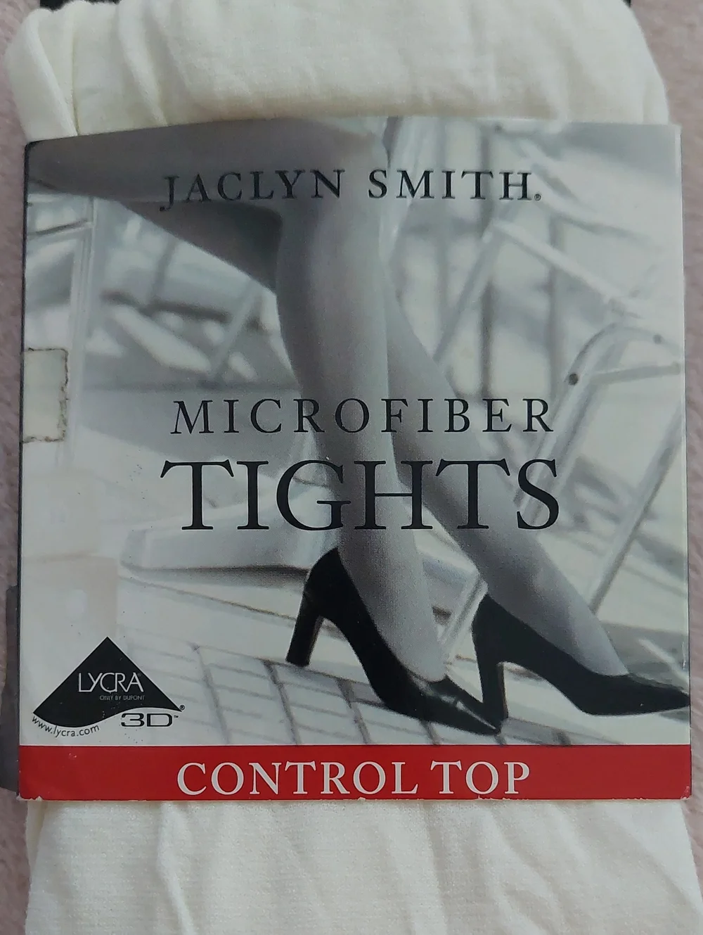 JACLYN SMITH Microfiber Control Top Tights Creme Color NWT